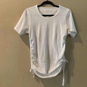 Ruched Plain White T shirt